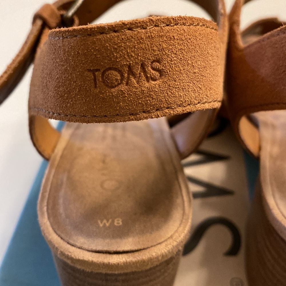 Toms | Estella | Tan Leather/Suede Block Heel Sandals - Picture 11 of 15